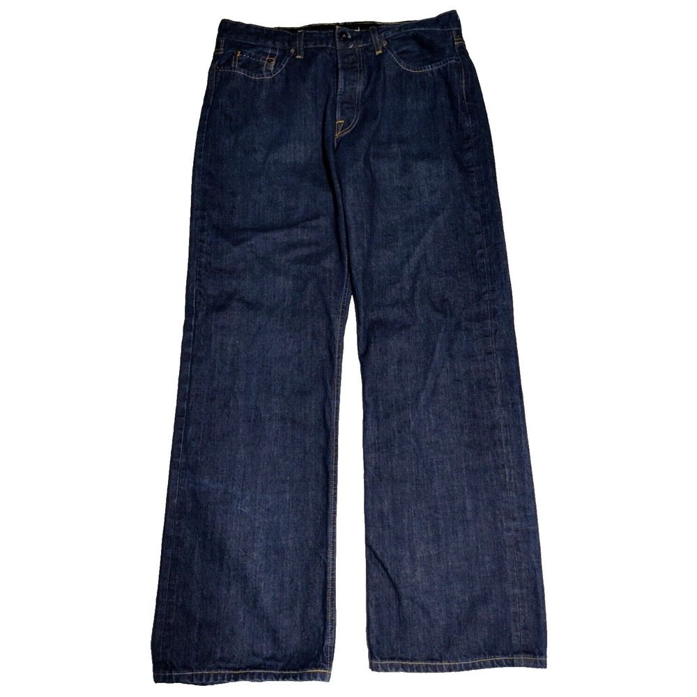 Lucky Brand RN#80318 VAGABOND Men 34R Blue Button Fly Denim Jeans Made In USA
